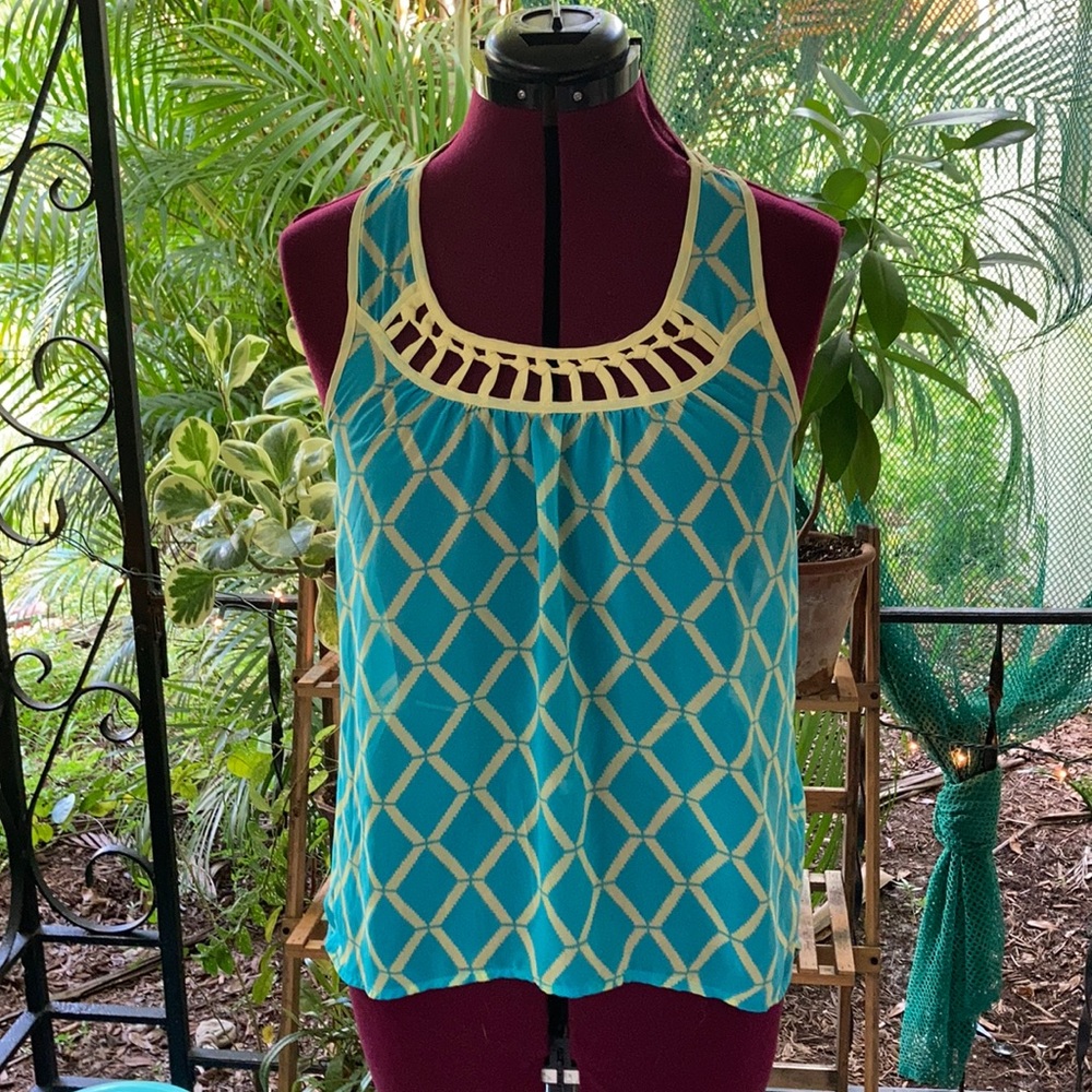 Mine hi-low sheer tank top
